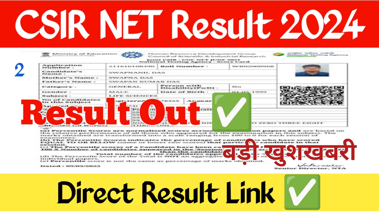 CSIR UGC NET Result 2024